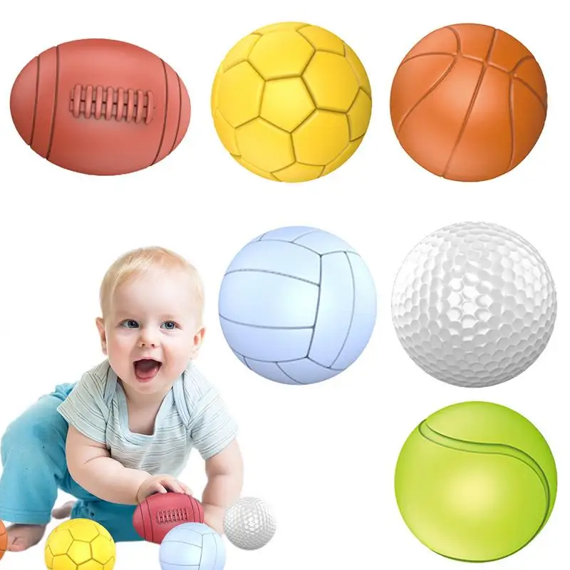 Kids Sports Balls Mini Basketball Soccer Ball 6Pcs Montessori Sports Toys Enhance Eye-Hand Coordination Sensory Development