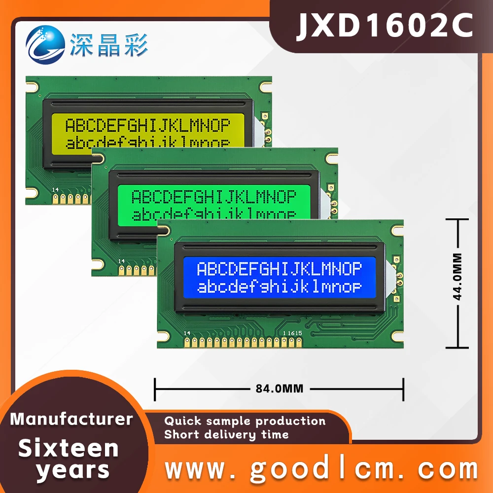 Industrial Wide temperature range control lcd 16 * 2 dot matrix LCD screen JXD1602C Digital Character Screen LCM display module