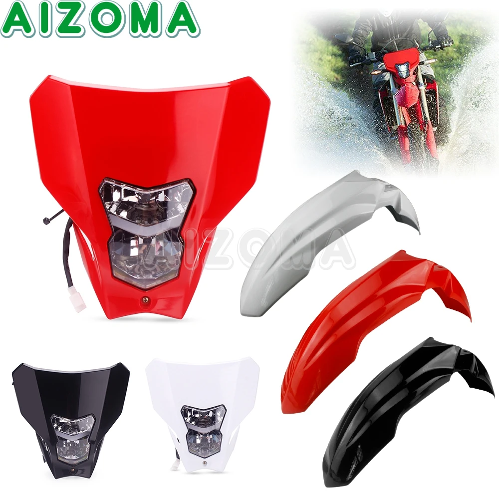 Supermoto Dual Sport E13 Headlight Fairing Mudguard For Honda CRF450XR CRF450L CRF250 CRF 450 L/XR Head Light Mask Front Fender