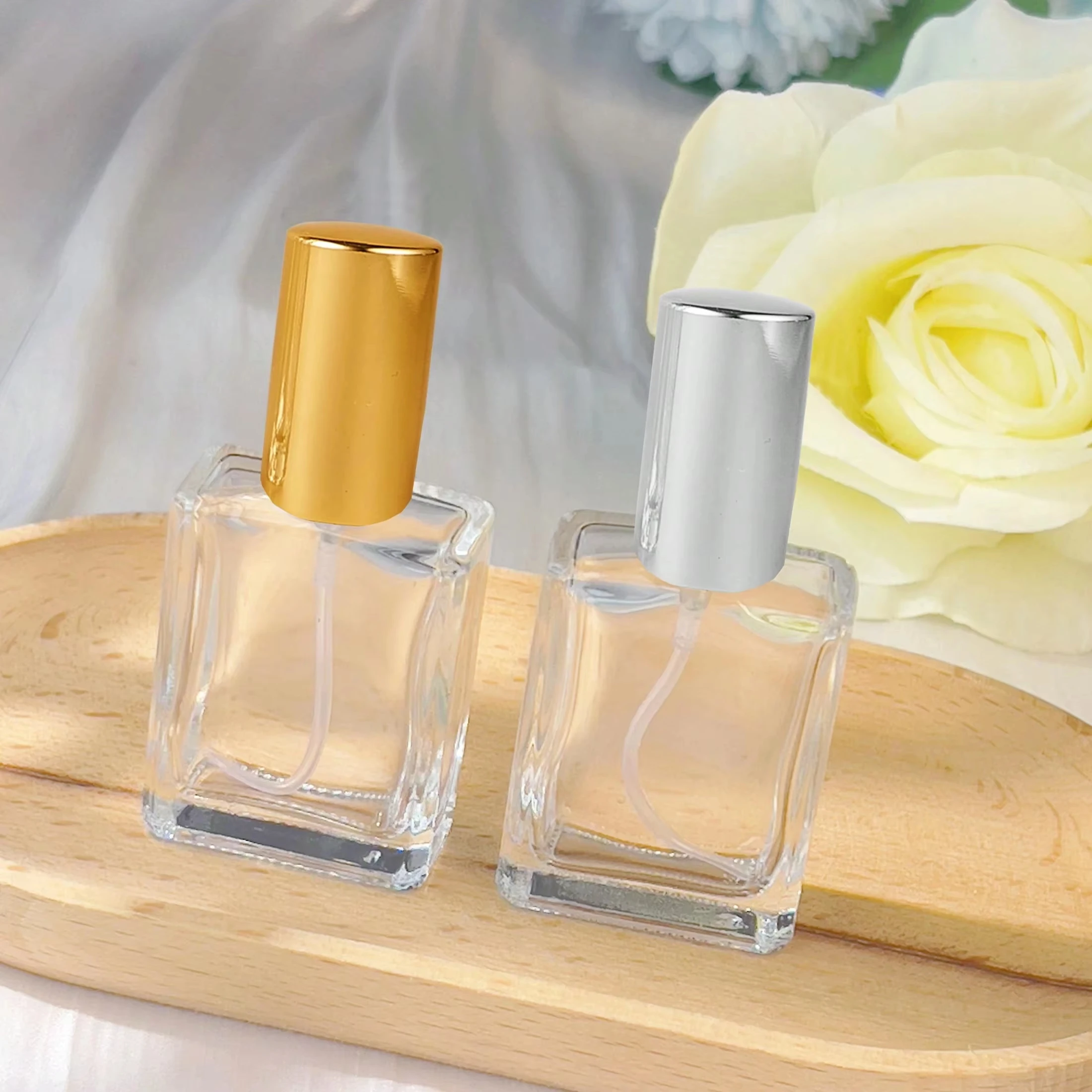 1/3/5/10/20 15ml Flat Square Perfume Sub Bottles, Reusable Makeup Water Spray Bottles, Transparent Glass Empty Bottles