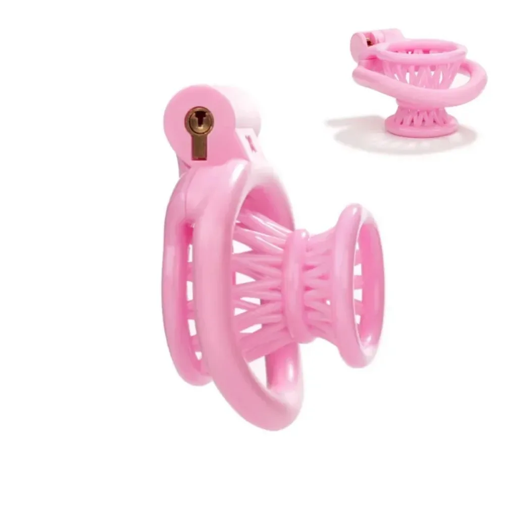 ABS Fish Basket Chastity Cage for Men Gay Light Weight Restrain Small Cock Lock with 4 Penis Rings BDSM Lock Device Adults Toys