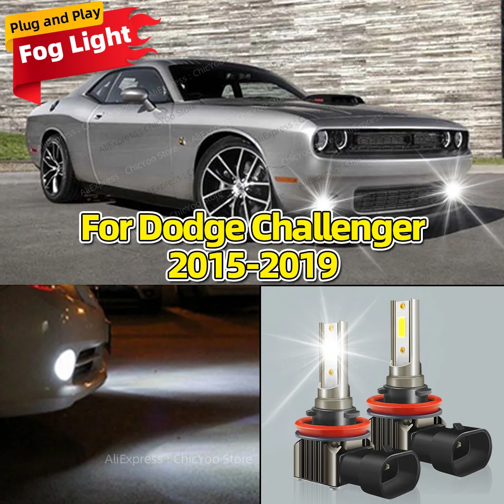 

2Pcs LED Car Front Fog Light Lamps H8 H9 H11 Bulb For Dodge Challenger 2015 2016 2017 2018 2019 Plug and Play Auto Accessory