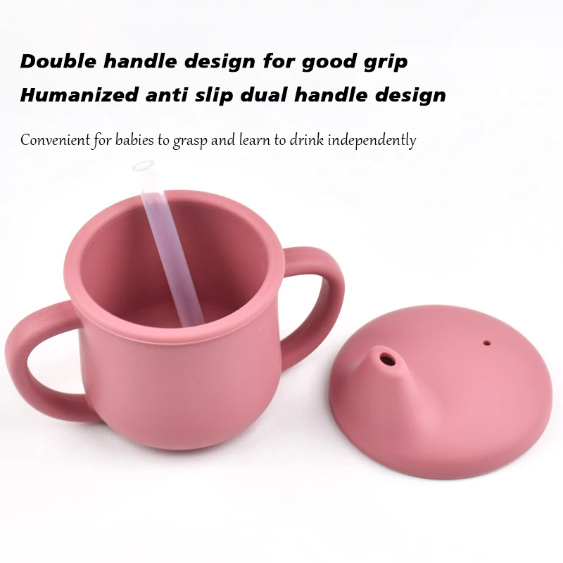 100% Silicone de qualité alimentaire bébé alimentation Drinkware Double poignée étanche enfants apprentissage boisson tasse sans BPA enfant en bas âge bouteille d'eau