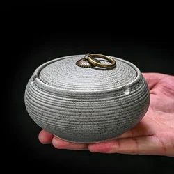 Coarse Ceramic Ashtray with Lid Anti Fly Ash Storage Box Creative Funnel Cigar Ashtray Living Room Decorative Ceramic Ashtray