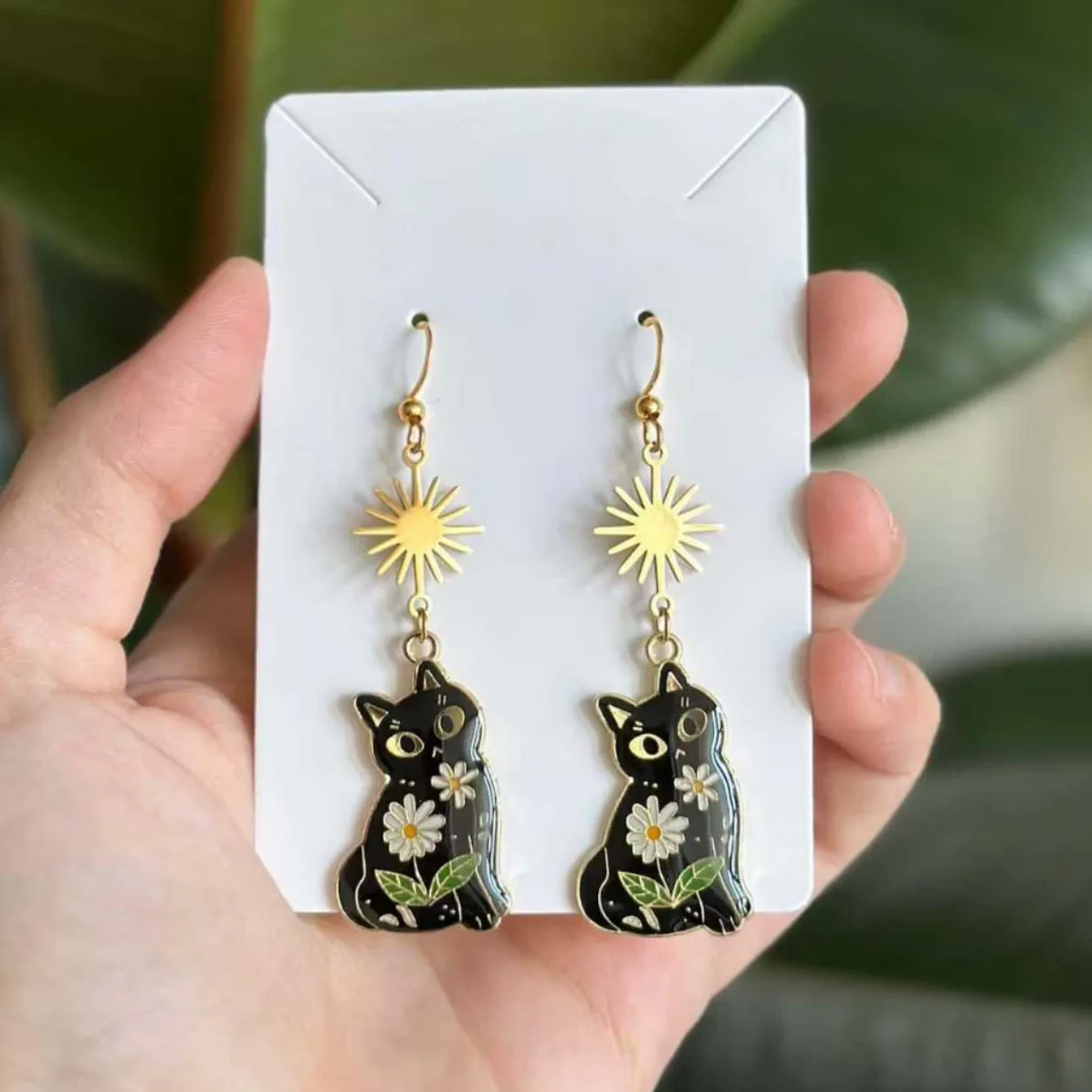 Sun Black Cat Earri… - image