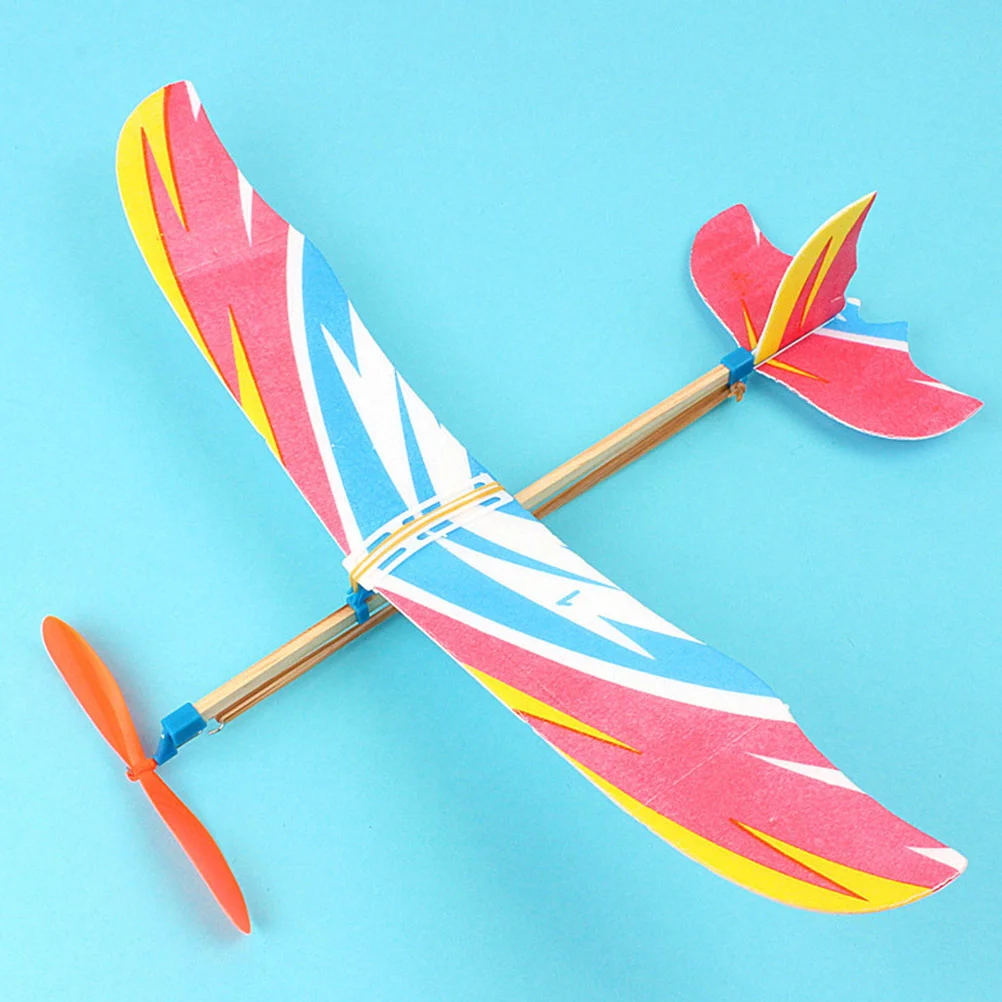 Modelo de avión de 6 piezas para niños, juguete educativo, planeador, hecho a mano, de plástico y madera