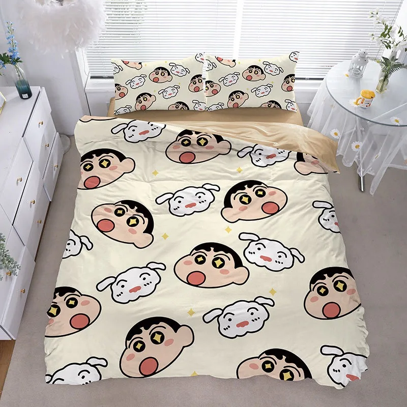 

Crayon Shin-chan modern style quilt cover pillowcase large cartoon bedding set, home bedroom room decoration, boy and girl gifts