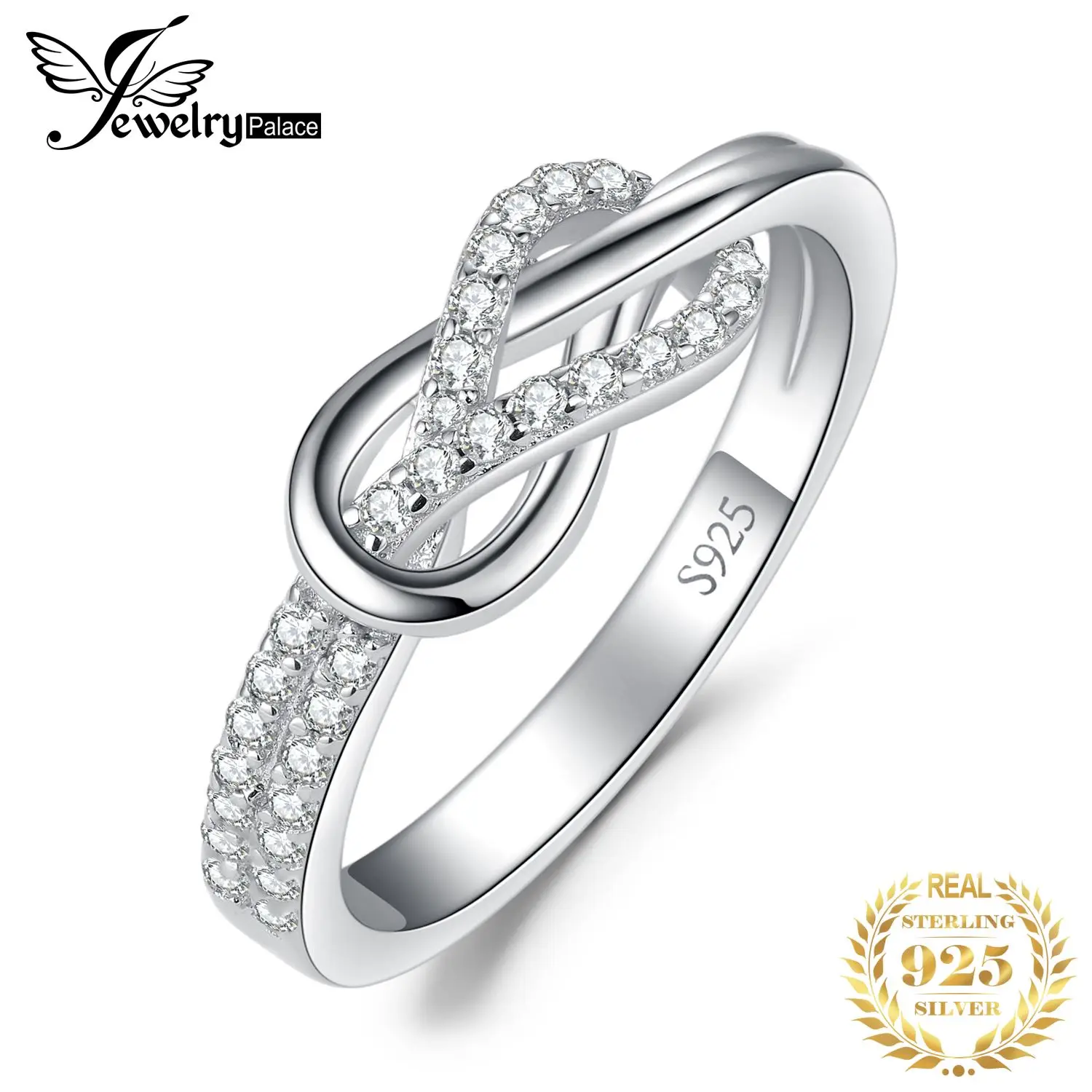 JewelryPalace New Arrival nieskończoność miłość węzeł kamień szlachetny 925 srebro pierścionek z oświadczeniem dla kobiety moda klasyczna piękna biżuteria