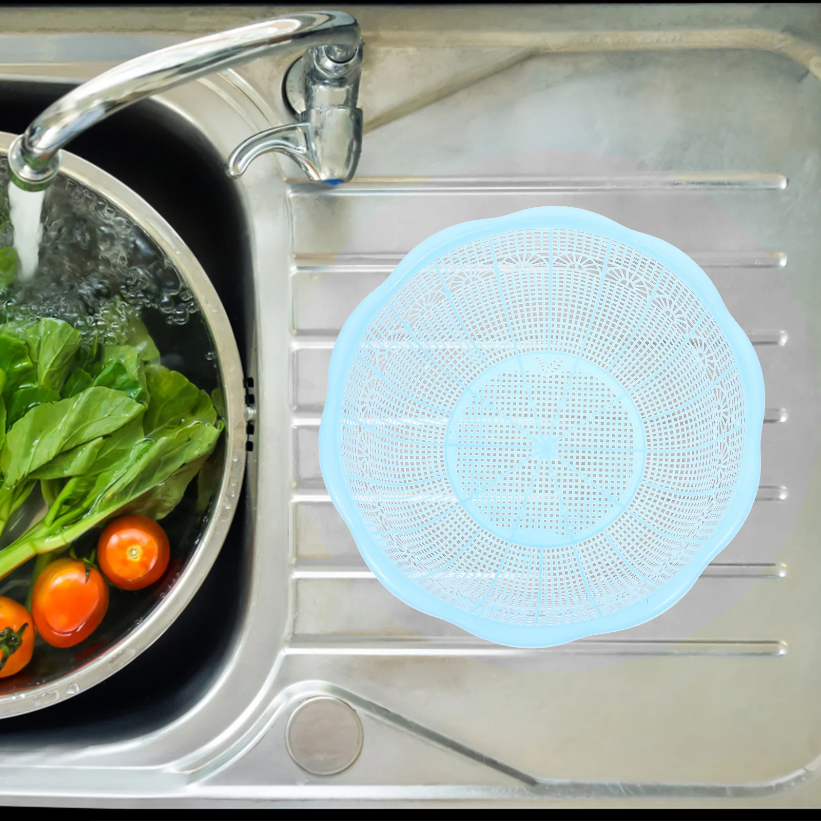 

4Pcs Plastic Food Washing Basin Rice Basket Fruit Vegetable Colander Multifunctional Kitchen Tool Washing Bowl Set