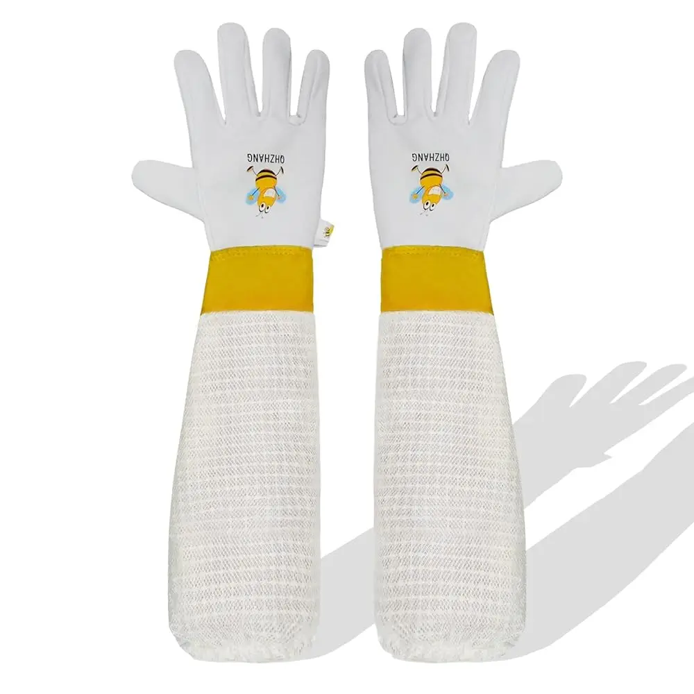 

Beekeeping Gloves for Women Men- Sting-proof Goatskin Beekeeping Gloves, Professional Bee Protection, 3-Layer Sleeve, Elastic
