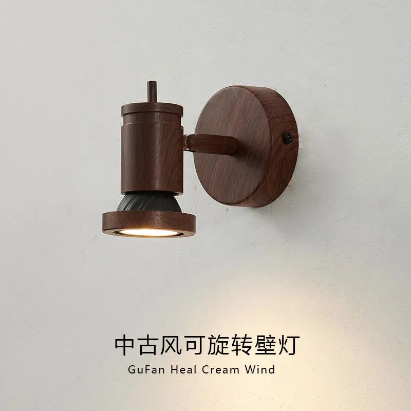 Middle Ancient Style Retro Rotatable Wall Lamp Hallway Background Wall Spotlight Bedroom Bedside Creative Reading Light Fixtures