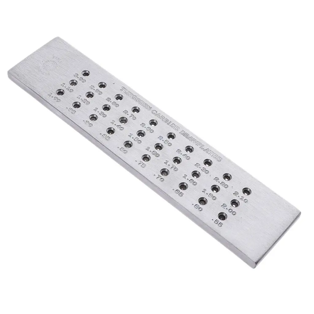 Tungsten Carbide Drawplate 30 Square Holes Jewelry Drawing .55-3mm