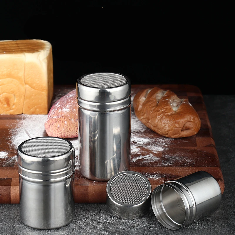 Stainless Steel Barbecue Spice Jars Salt Shaker Pepper Bottle Flour Fine Sieve Tool Home Condiments Novel Kitchen Accessories