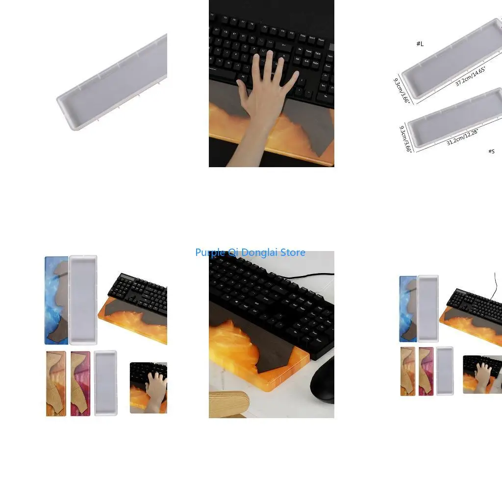 L21E Rectangle Keyboard Wrist Pad Resin Mold Desktop Ornaments Mold Silicone Keyboard Wrist Rest Mold for DIY Crafts Decors