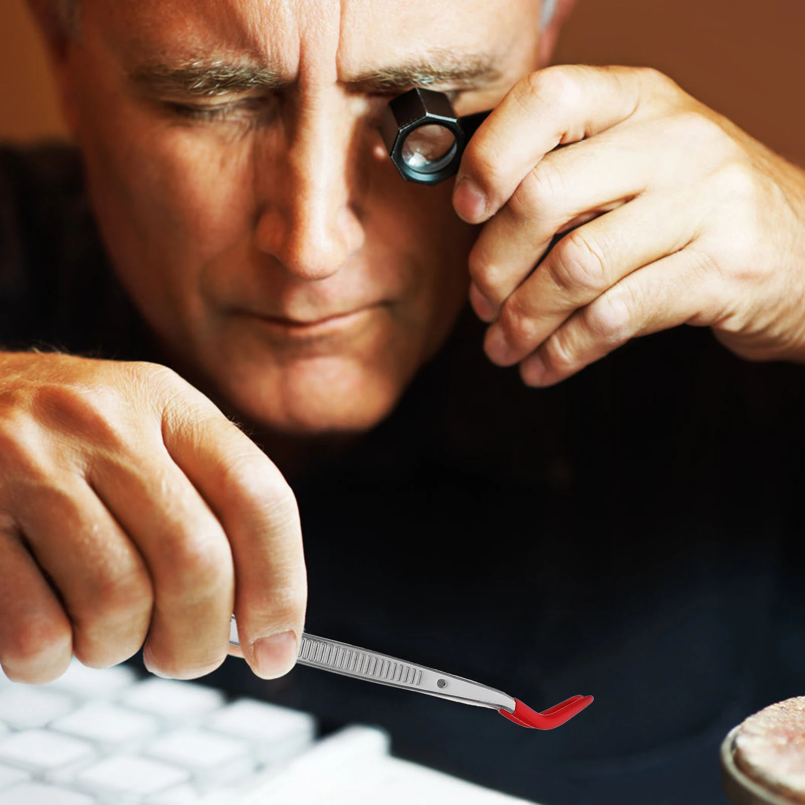 2 قطعة ملاقط من الفولاذ المقاوم للصدأ منحني طرف المطاط المغلفة مجوهرات أدوات حرفية أجزاء صغيرة التعامل مع ختم جمع الأدوات اليدوية #3