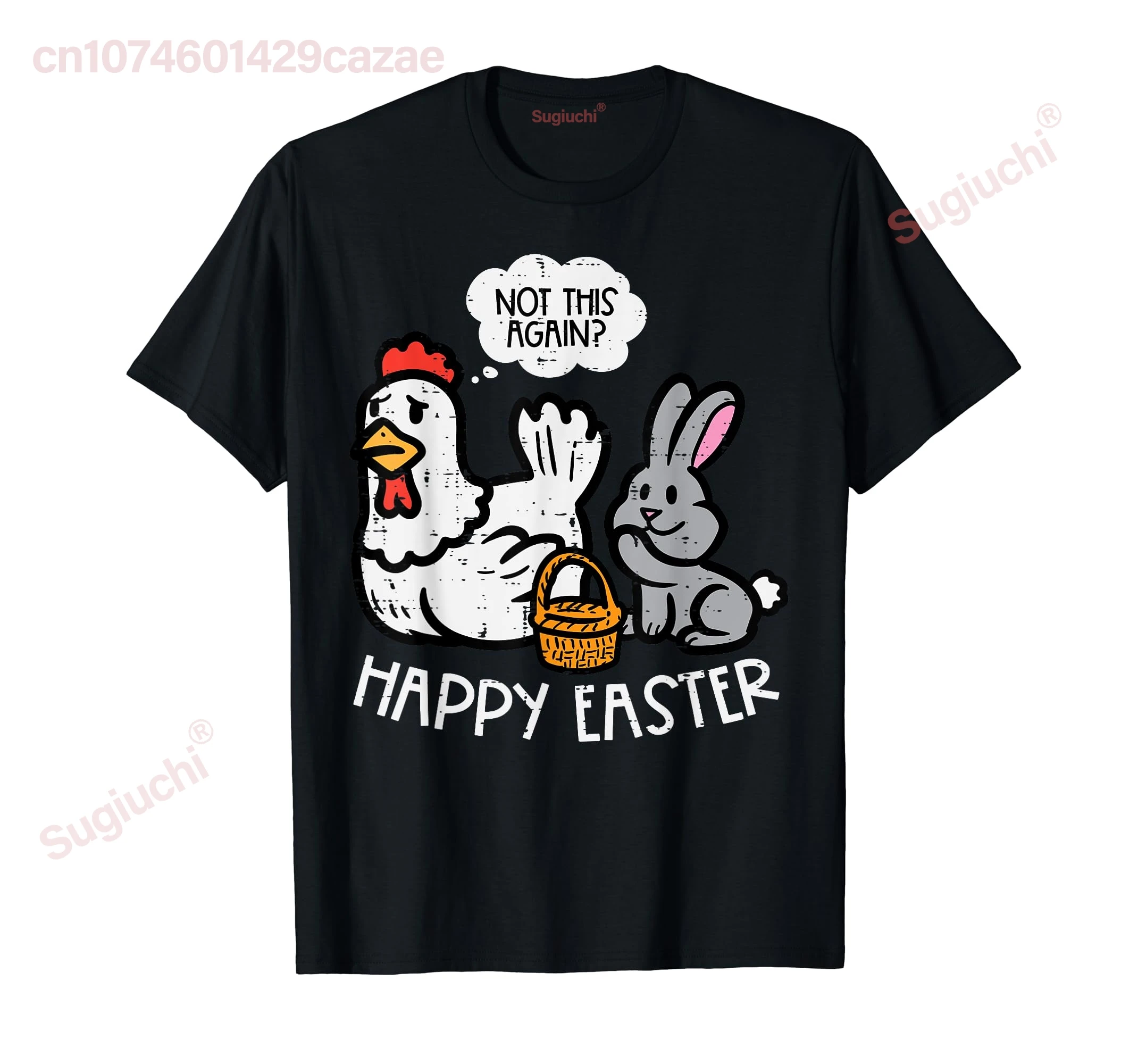 

100% хлопок, счастливый пасхальный кролик, курица, не снова, забавная футболка для мужчин, женщин и детей, мужские и женские футболки унисекс, размер S-6XL