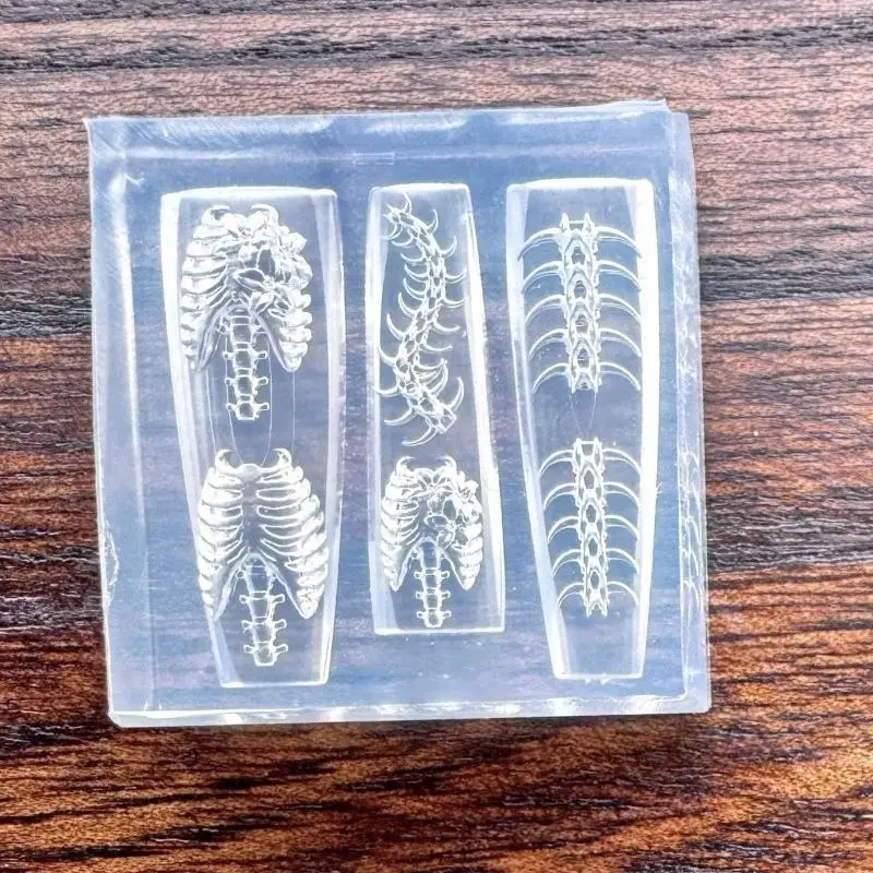【ZYAL-1】1/2 Stück 3D-Rippen, Wirbelsäule, Knochen, Acrylform, DIY-Puppen-Design, transparentes Silikon, Maniküre-Vorlage, Nagelzubehör – Detail 4