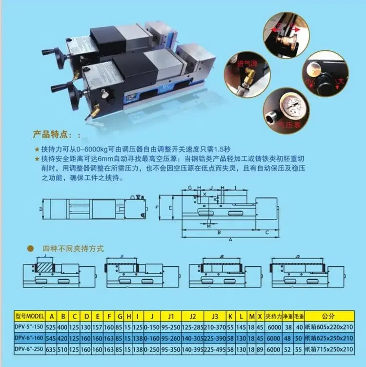 Hydraulic Milling Machine Vise 5 6 Inch Pneumatic Power Boost AngLock Precision Vise for CNC Machining Center