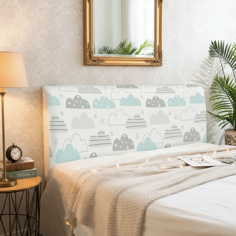 غطاء رأس سرير مرن برسوم كرتونية عالمية، تصميم مطبوع، واقي بجانب السرير غير قابل للانزلاق، غطاء رأس سرير سميك قابل للغسل لغرفة النوم