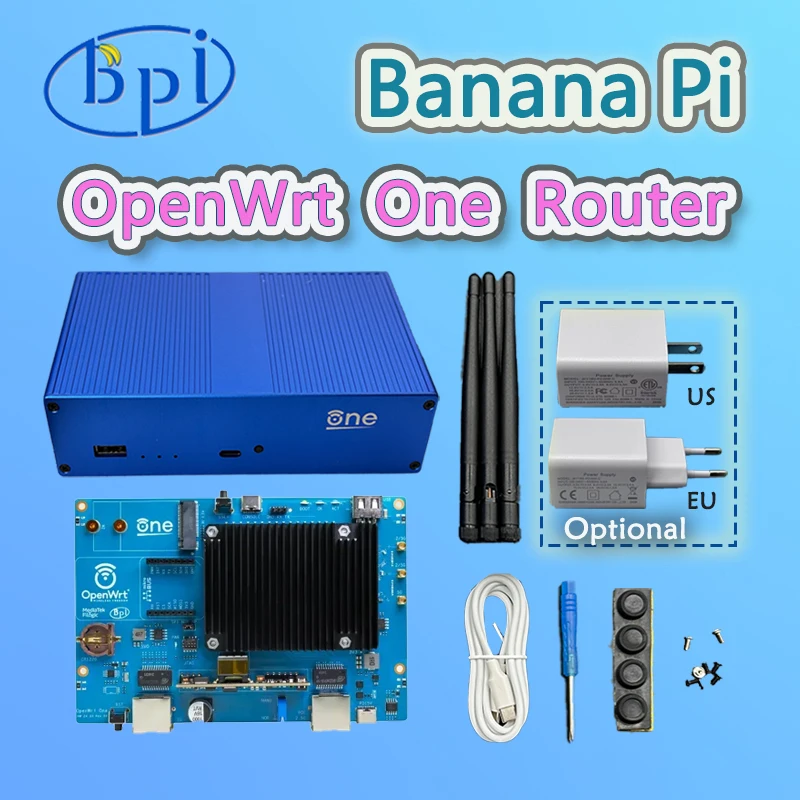 

Banana Pi Bpi OpenWrt One Маршрутизатор ЕС/США Дополнительный чип с открытым исходным кодом MT7981B WiFi6 1 ГБ DDR4 2,5 ГБE RJ45 Gigabit Ethernet