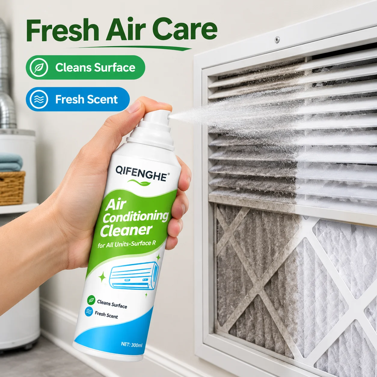Air Conditioning Cleaner Spray Remove Dirt Dust Clean Surface Leave Fresh Scent Maintain Clean Air Conditioner Unit
