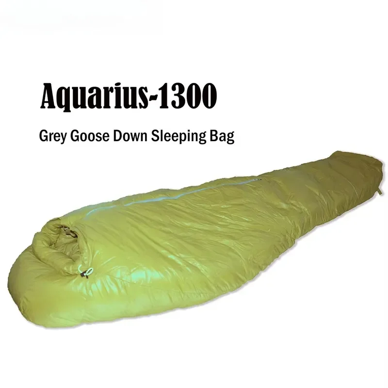 Water Repellent Grey Goose Down Sleeping Bag Filling 1300 g Ripstop Nylon Winter Sleeping Bag Outdoor Camping in Cold Weather