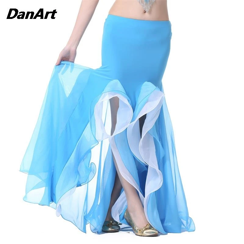 Lady Belly Dance Performance Dance Skirt Adult Sexy Danc Arabic Waves Long Dress Gypsy Spanish Split Dance Skirt Practice Outfit