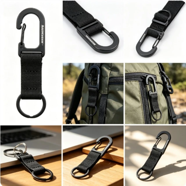 1/2Pcs Webbing Spring Snap Hook Carabiner Quick Clip Key Ring Keychain Backpack Accessory for Outdoor Camping Hiking EDC Gear 3