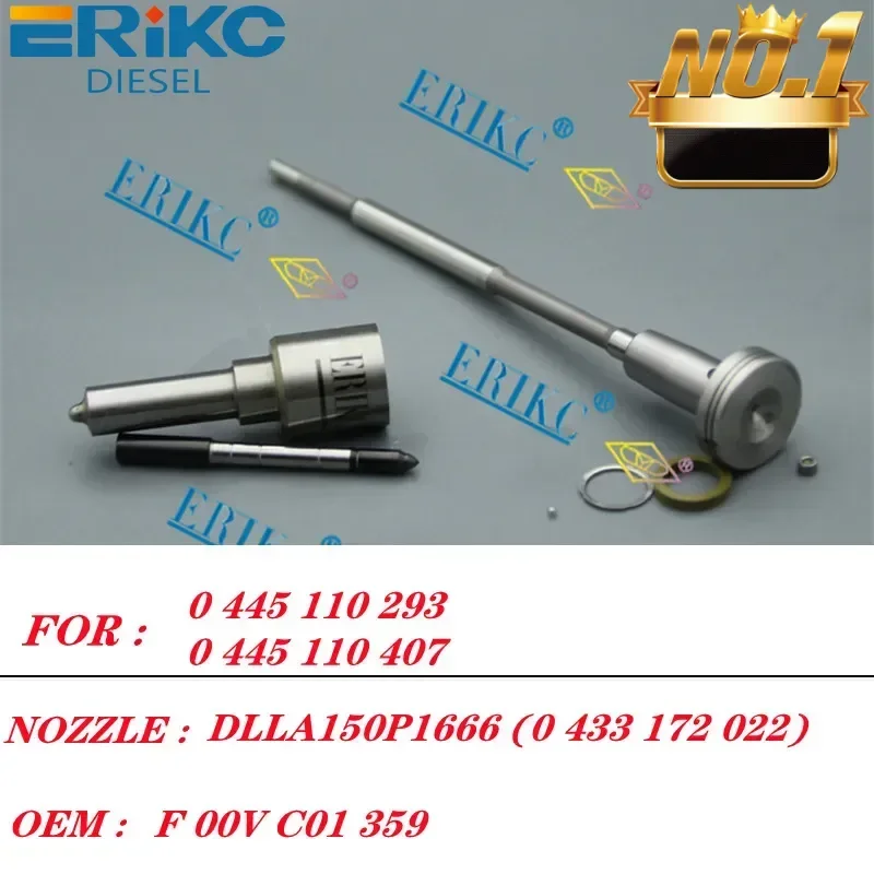 

ERIKC 0445110293 0445110407 Diesel Injector Repair Kit Nozzle DLLA150P1666 0433172022 Valve F00VC01359 For GreatWall 1112100-E06