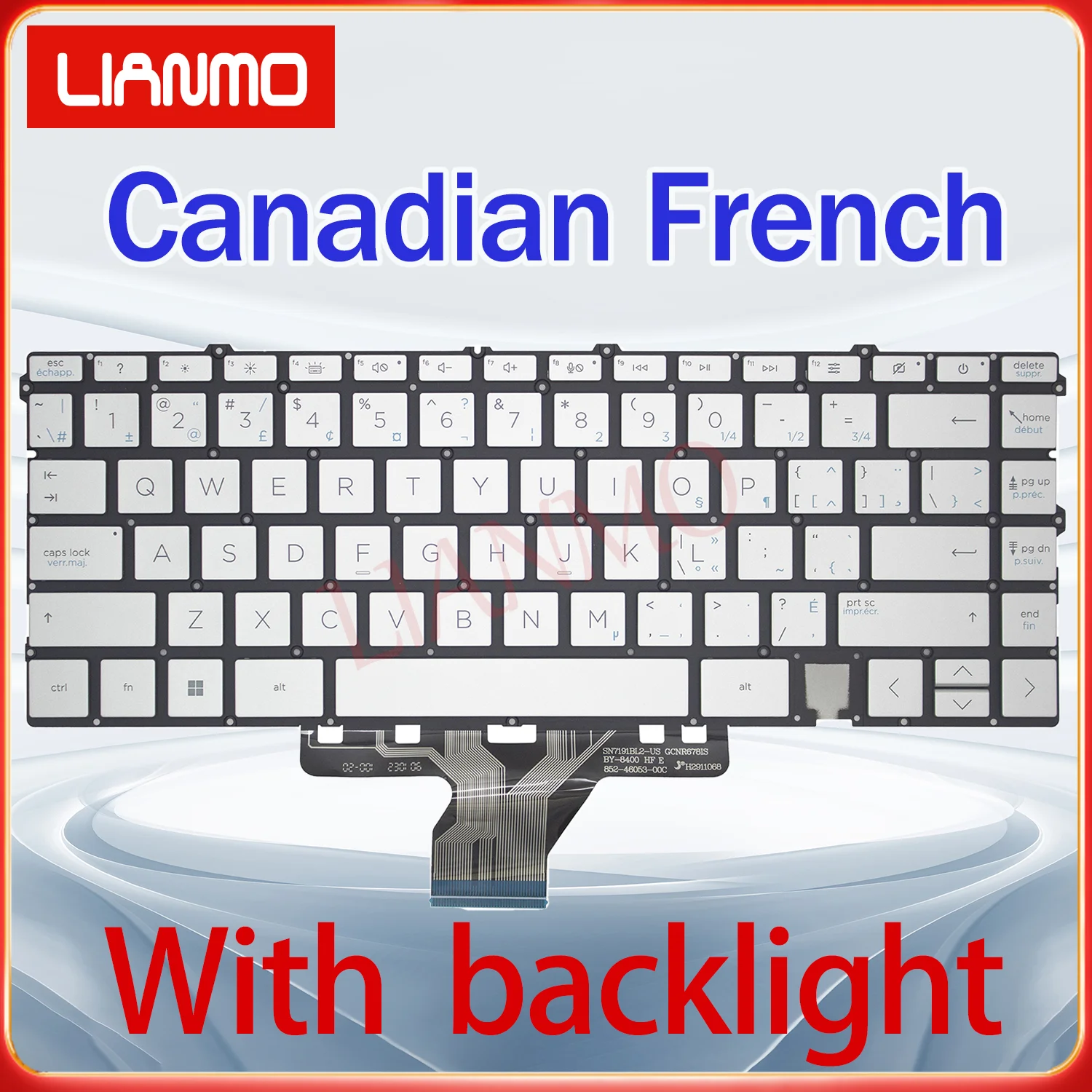 Arabic/Canadian French/German/Spanish/French Layout for HP HP ENVY X360 13-BA 13-BD 13-AY 15-ES TPN-C147 C145 Backlight Keyboard