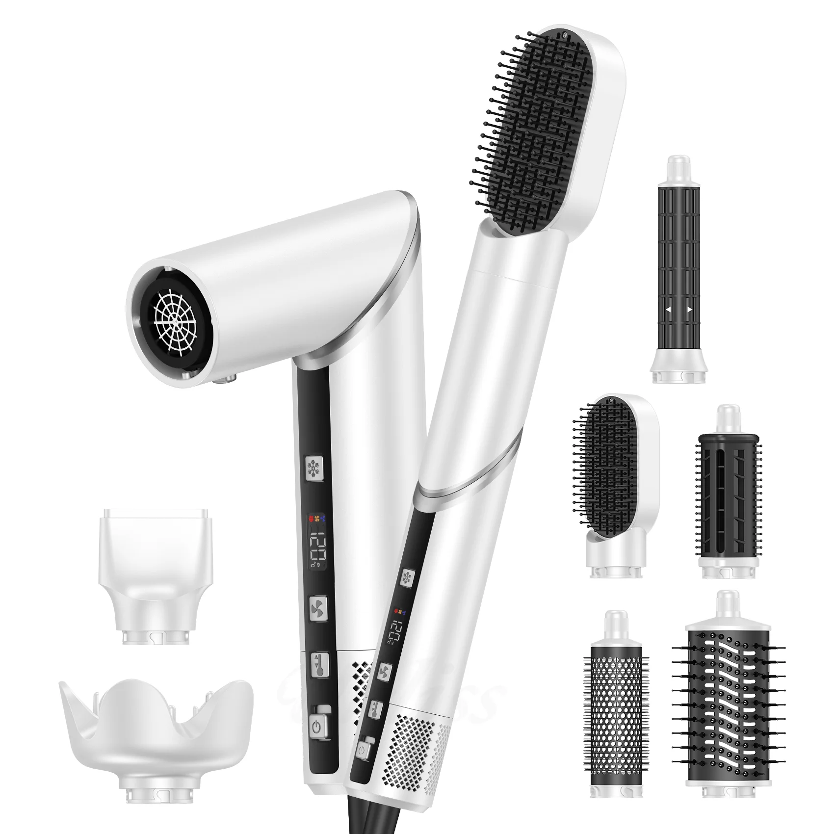 8 in 1 High-Speed AC Motor Salon Hair Dryer with Interchangeable Heads Foldable Design Hotel Use 1200W 110,000 RPM