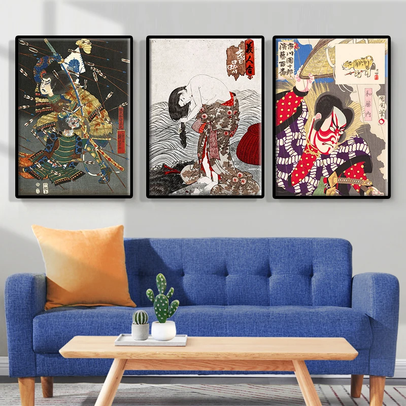 Japanese Ukiyoe Hokkaido Samurai Culture Kyoto Retro Posters and Prints Canvas Paintings Wall Art Pictures Home Decor