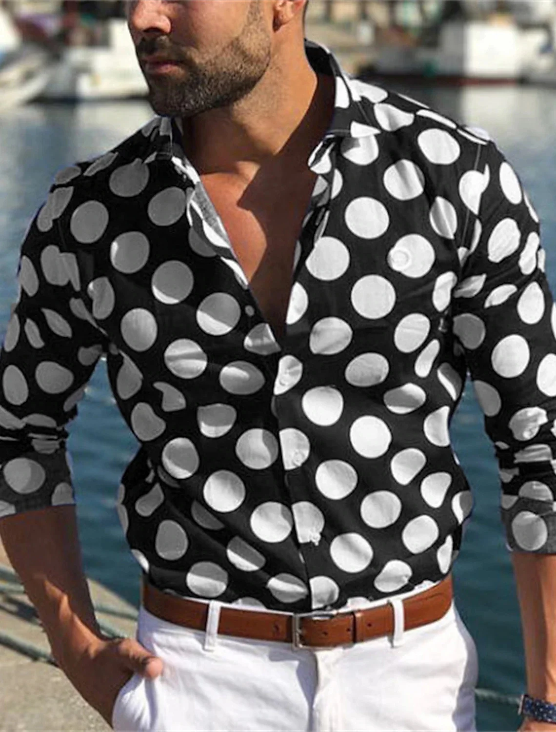 Men\'s polka dot shirt 3D printed men\'s Hawaiian shirt beach 3xl short sleeve fashion top t-shirt men\'s shirt camisier