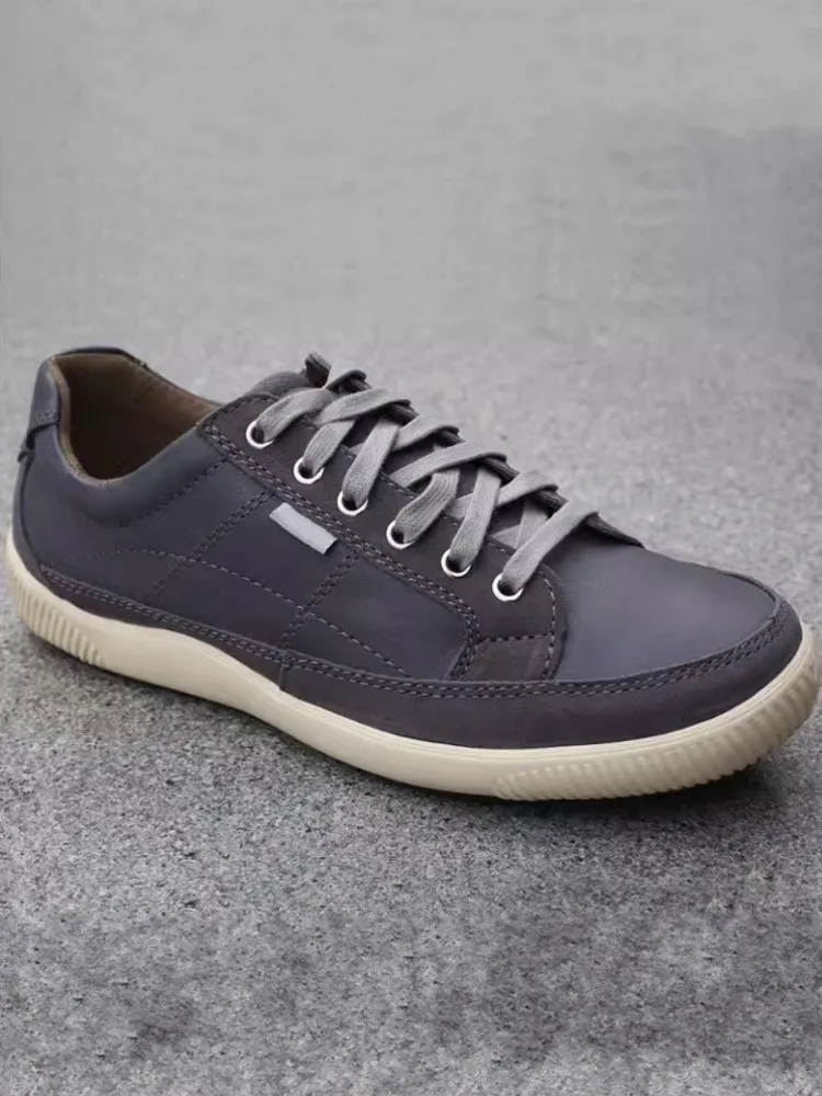 Vintage Flat Sneakers Men Lace Up High Quality Leather Casual Shoes 45 Business Shoes Breathable Driving Footwear