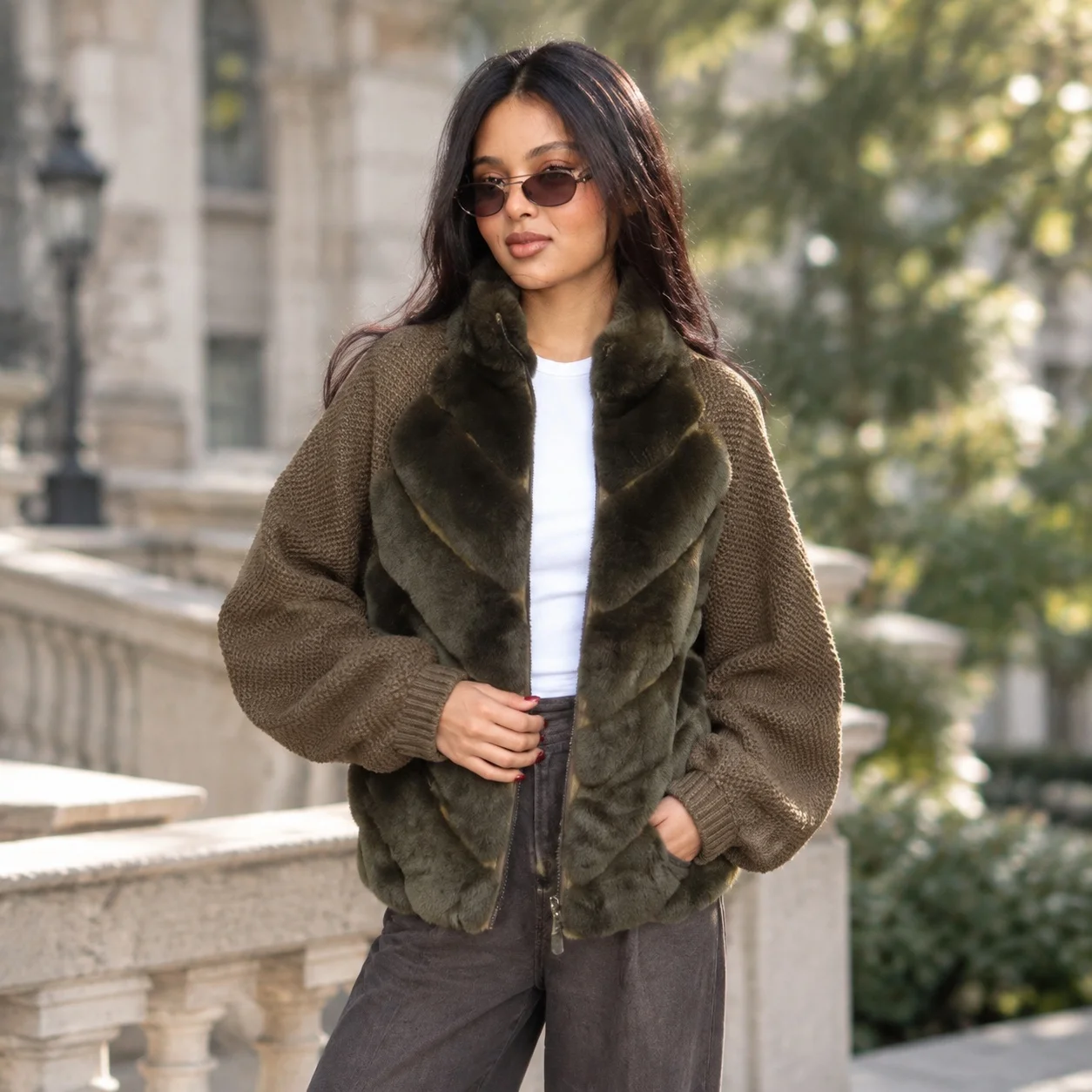 Patchwork Stand Collar Coat Regular Fit Casual with Japanese Korean Casual No Hood Long Sleeve Regular Sleeve Women Jacket