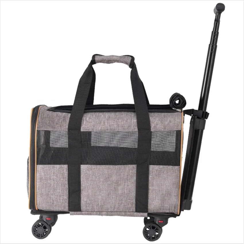 

VEVOR Cat Carrier with Wheels, Airline Approved Rolling Pet Carrier with Telescopic Handle and Shoulder Strap, Dog Carrier with