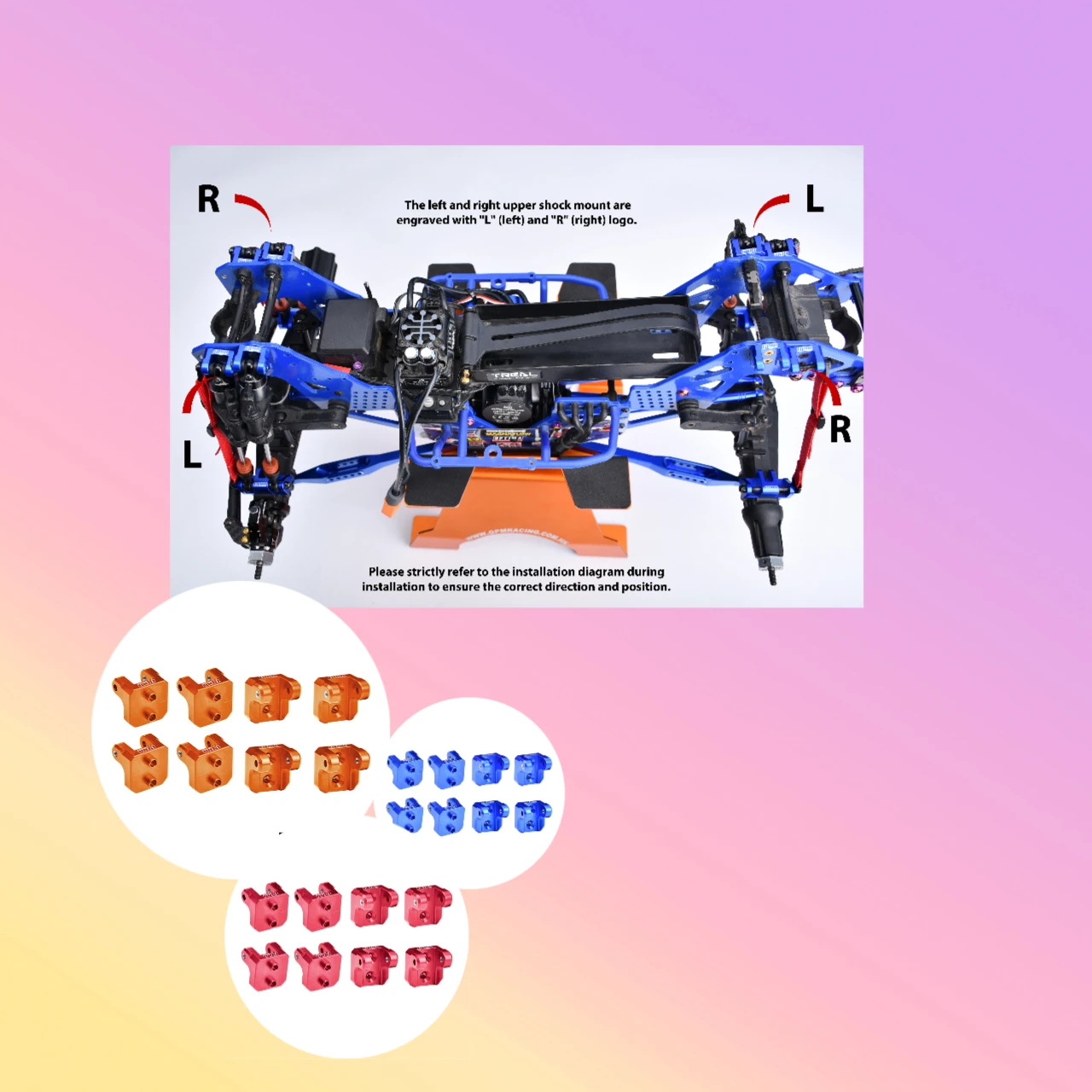 

LOSI 1/8 LMT 2.0 Grave Digger For 7075-T6 Alloy Front And Rear Upper Shock Mount LOS-1806