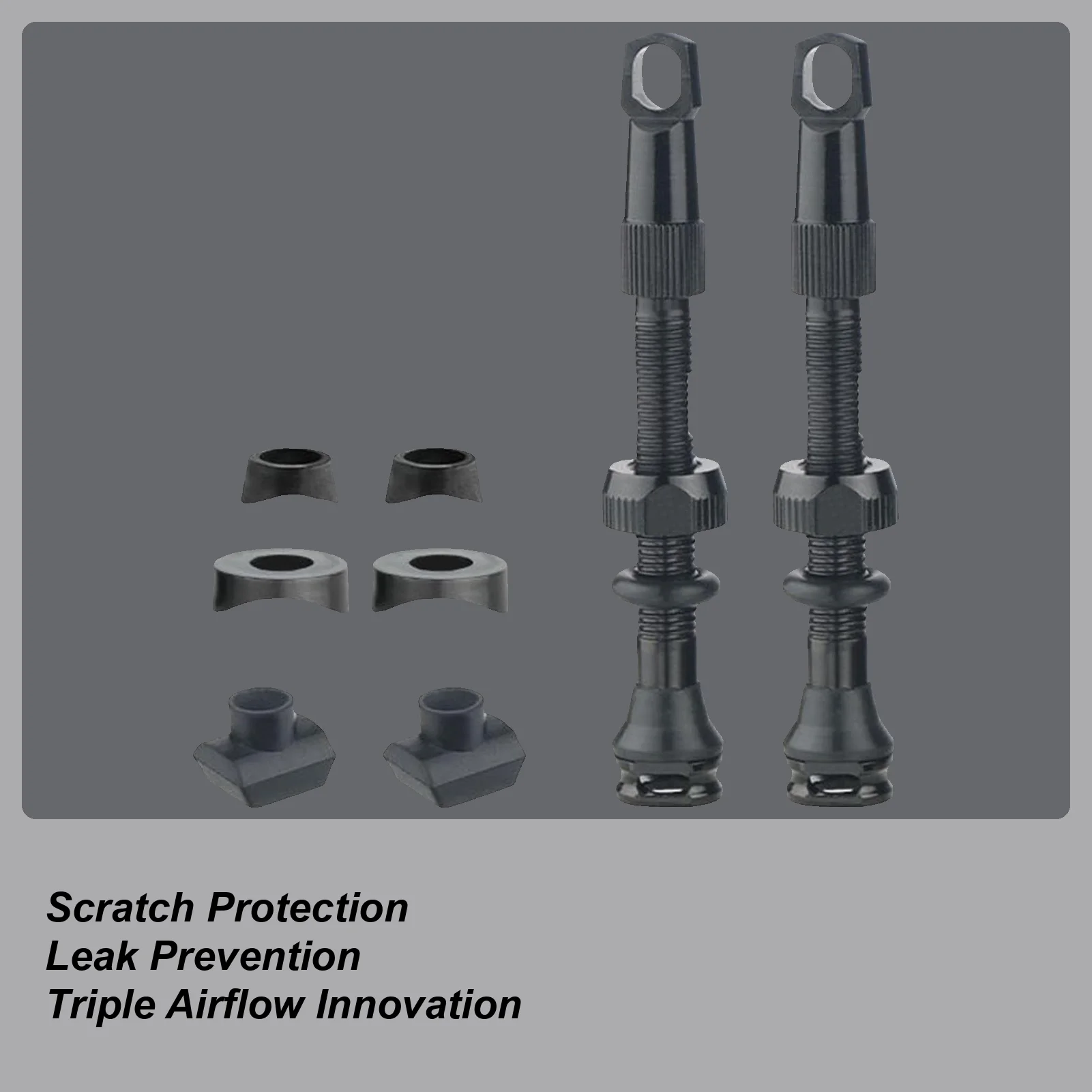 

65 мм/2,55 дюйма, шток клапана для велосипедных шин, сердечник бескамерного клапана с квадратным основанием и шайбами, детали колес, защита от утечек, аксессуары для велосипеда