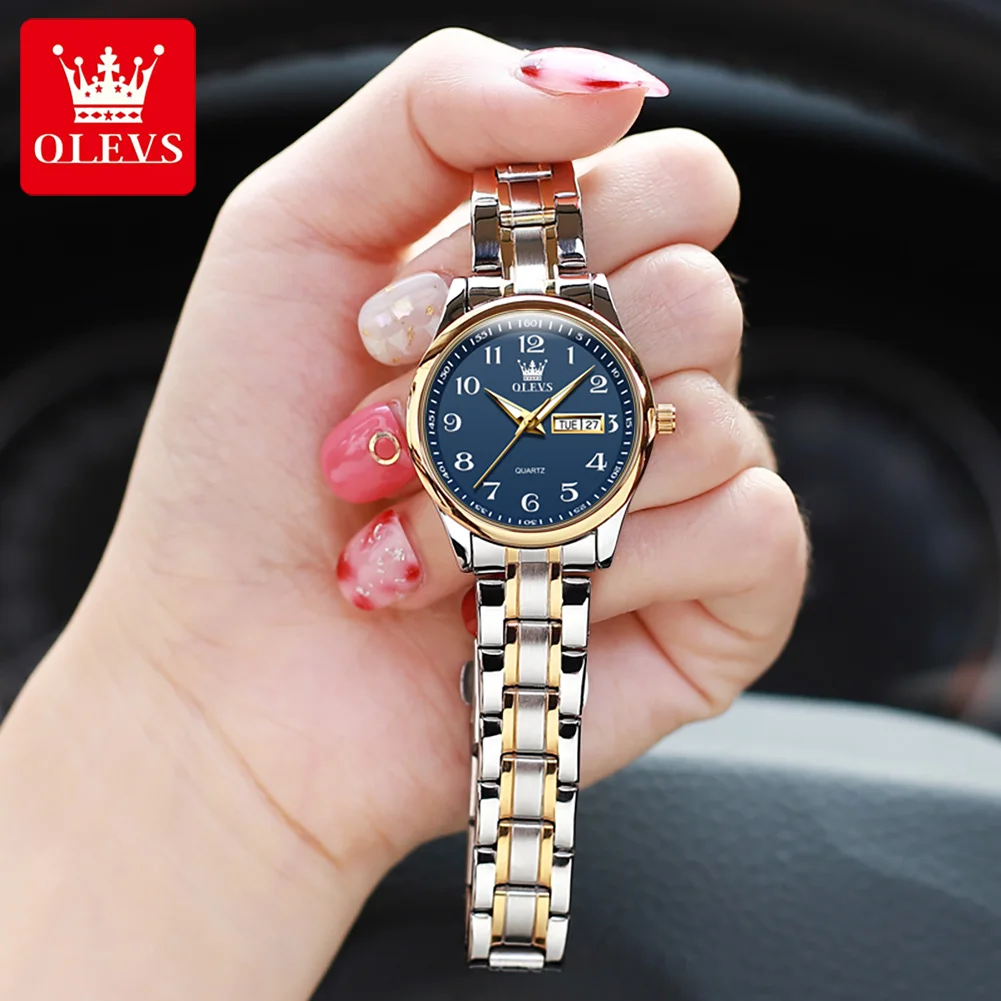 OLEVS Hot sale Women\'s Wrist watch Original Luxury Watches for Ladies Waterproof Date Stainless Steel Quartz Woman Wristwatch