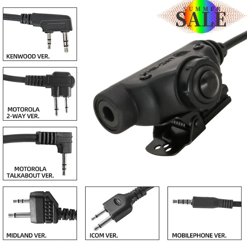 

U94 V2 PTT Tactical HEADSET PTT Adapter Compatible with PELTO COMTAC I II III Headphones Tci Liberator MSASORDIN Headphones