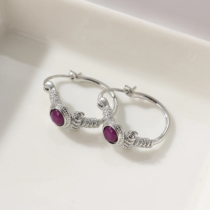 Ethnische Ohrringe mit Steinintarsien, Vintage-Schmuck, Ohrringe mit geschnitztem Muster für Damen, Bankett- und Party-Accessoires