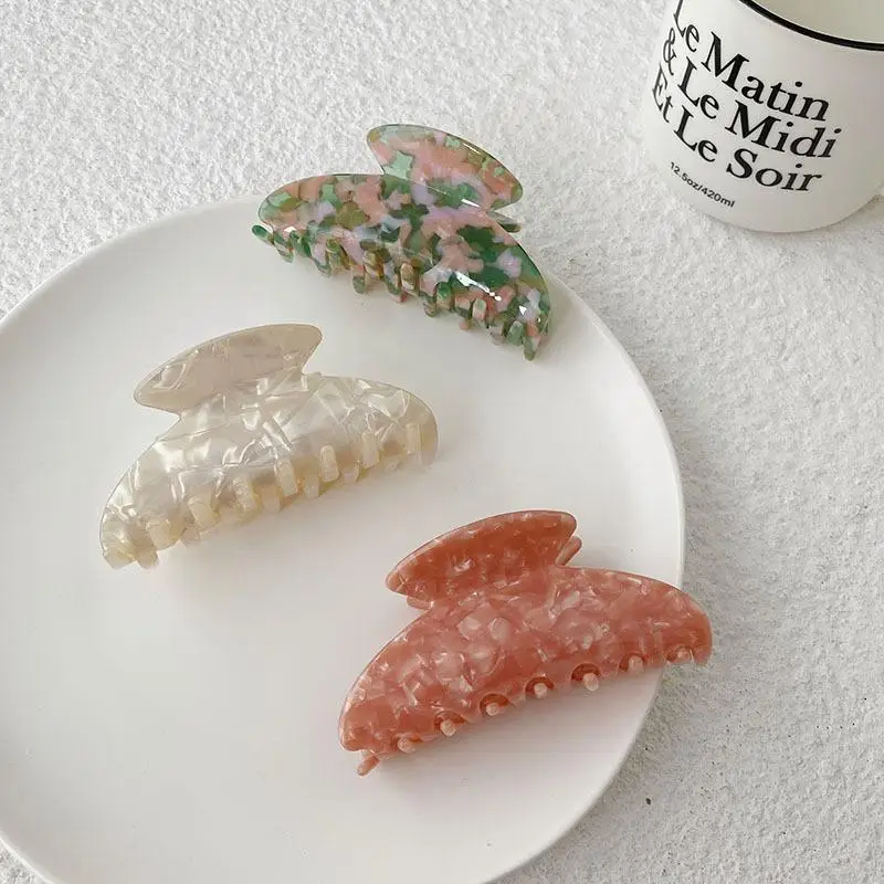 

【YHS】Large French Shark Clip Hair Clip Girls Female Hair Accessories Korean Style Headwear Acetate Hair Clip Plastic Hair Claw