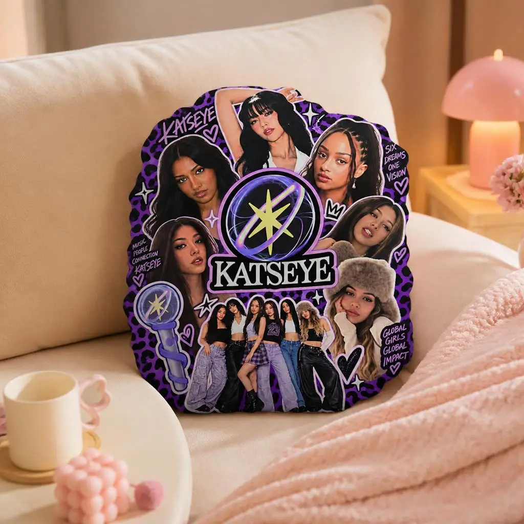 Katseye Global Girl Group Shaped Pillow Stuffed Cushion Kpop Fan Gift Purple Galaxy Pop Music Home Decor Living Room Accent