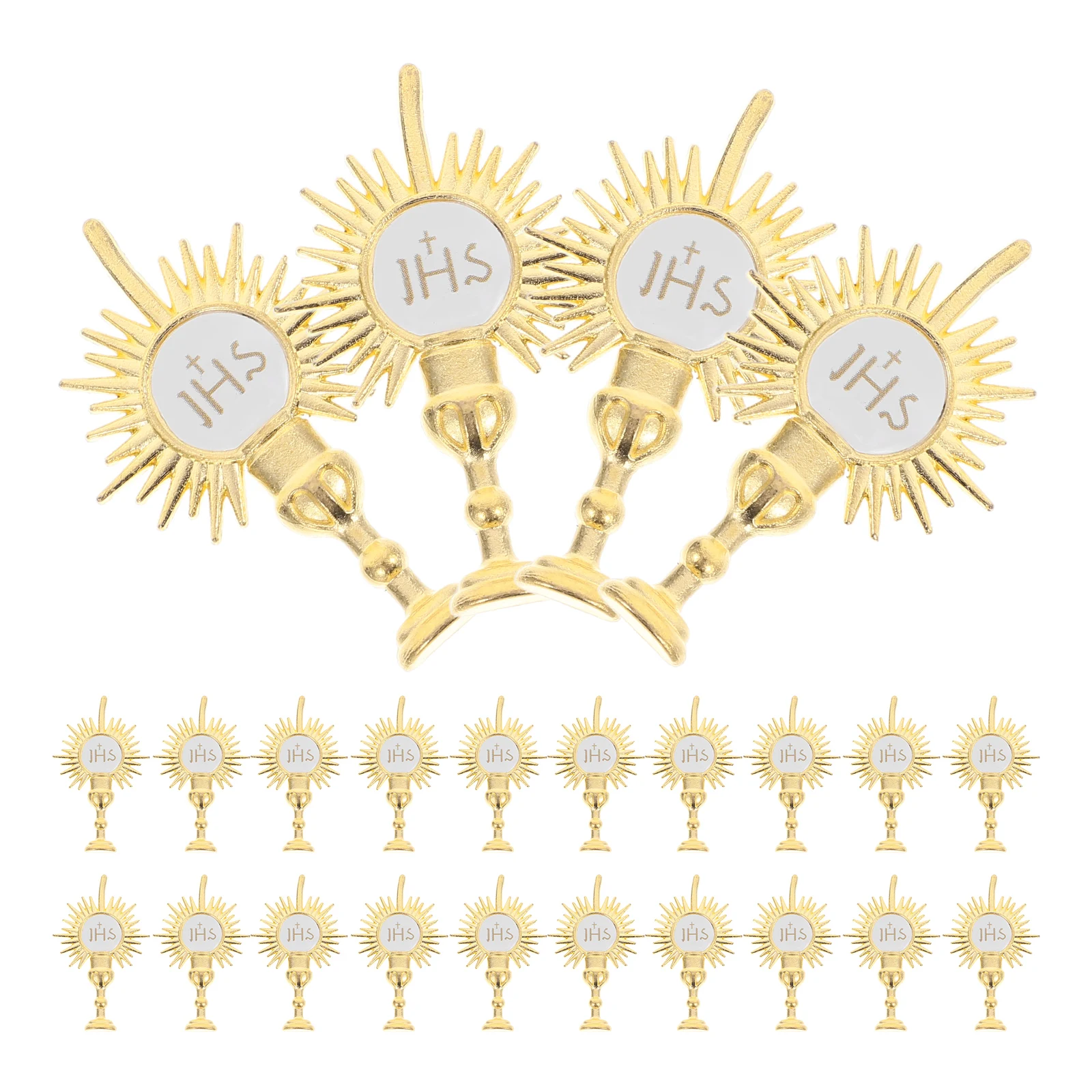 

24 Pcs Holiday Card Decorations 1 75 Inch Golden Holy Light Religion Party Supplies Vintage Ornaments Cake Topper Bible Decor