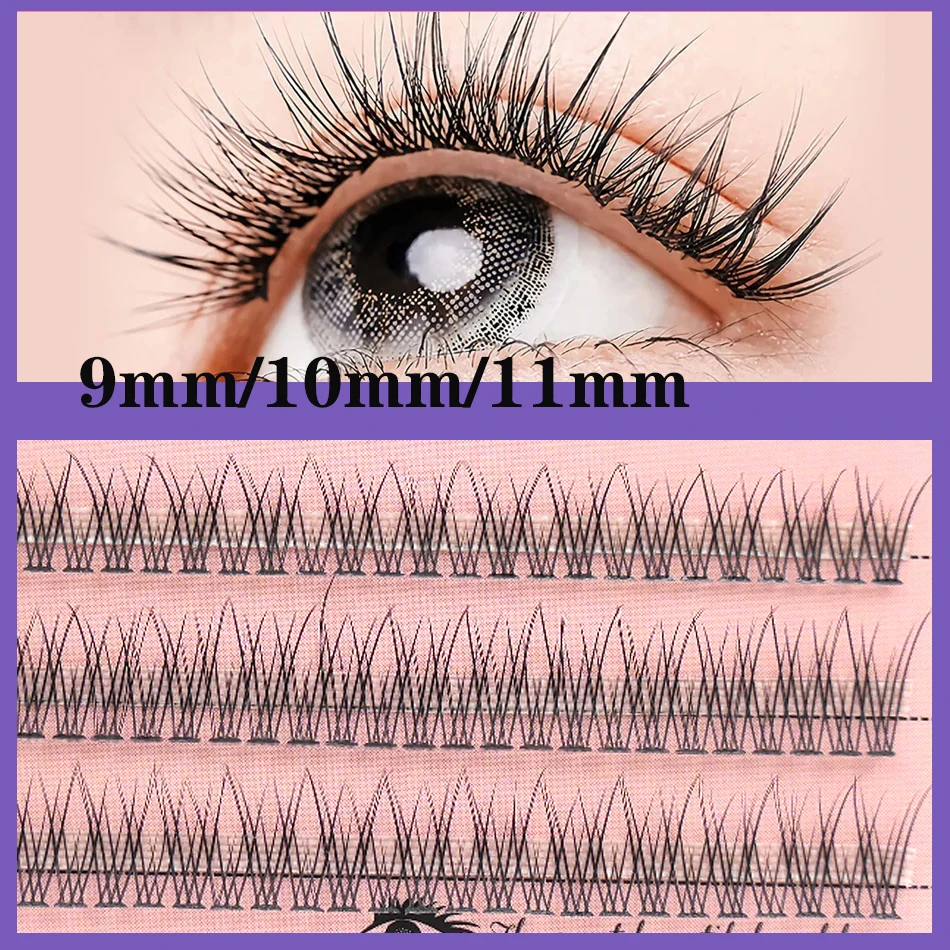 Anlinnet The Latest Korean Pop Fishtail Type Fashion Fish Tail  Eyelash Two Long Middle Short Plant Grafting False Eyelashes Who