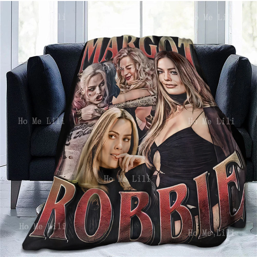 Margot Robbie Vintage Poster Print Soft Cozy Flannel Blanket Suitable For All Seasons Use