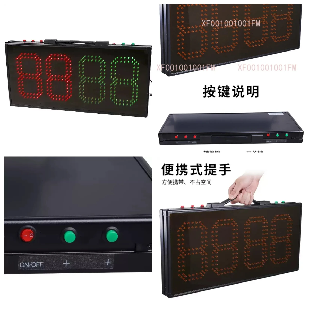 4-Digit LED Football Scoreboard & Timeout Indicator, Referee Supplies with Electronic Substitution Card for Match