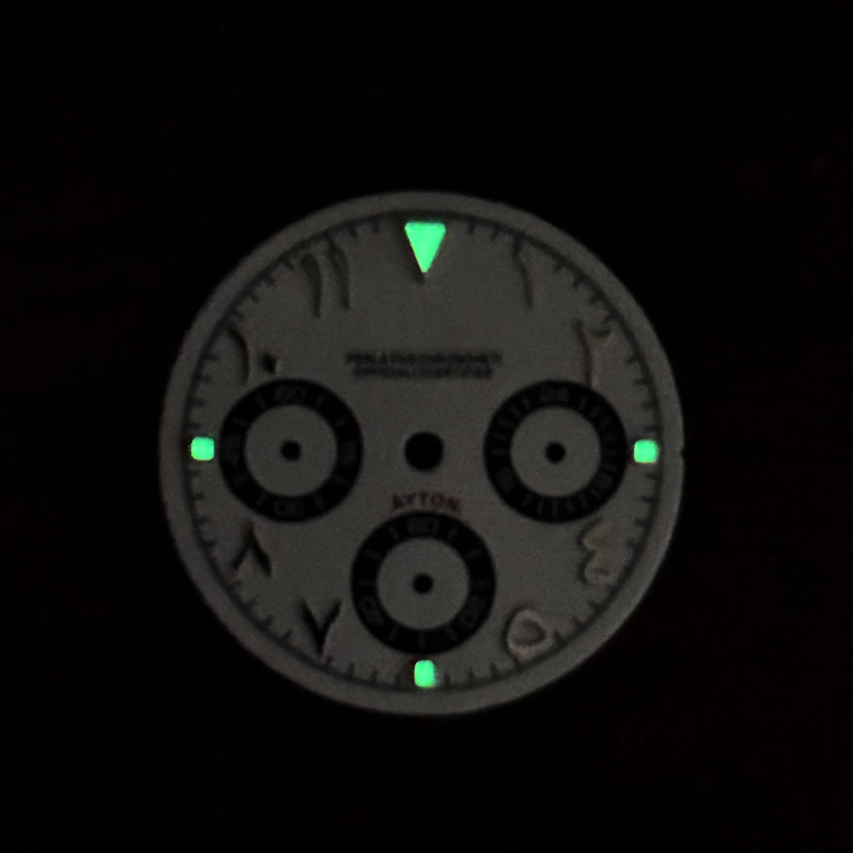 29.5mm S Logo Panda Arabo DTN Quadrante Fit VK63 Movimento Verde Luminoso Quadrante di alta qualità Accessori per la modifica dell'orologio