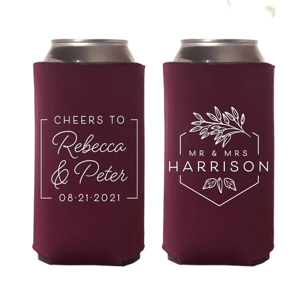 

Slim 12oz Wedding Can Cooler #174S - Cheers to The Mr and Mrs - Wedding Favors, Beverage Insulators, Beer Huggers, Wedding Favor