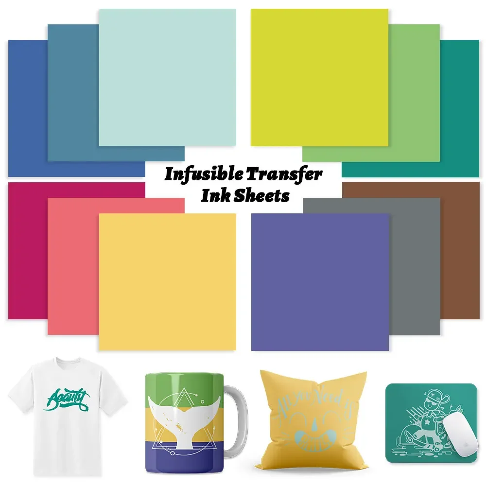 WOWOCUT 1 PCS 12x12 in Infusible Transfer Ink Sheet Pre-Prited Solid Color Infusible Sublimation Ink Transfer Paper for Clothing